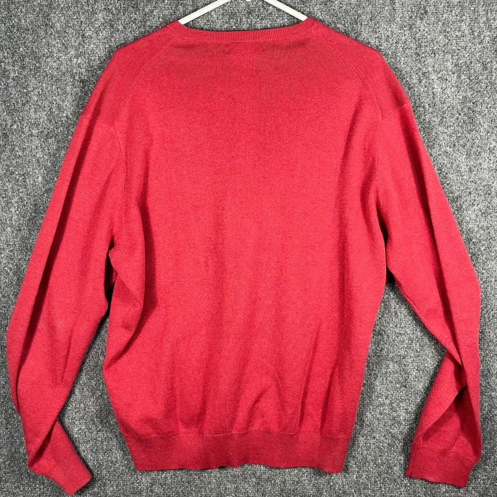 Polo‎ Ralph Lauren V-Neck Sweater Mens XL Red Pima Cotton Long Sleeve Pony Logo